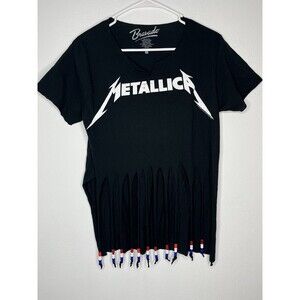 Womens Metallica Logo Band T-Shirt Size S Bravado With Beads